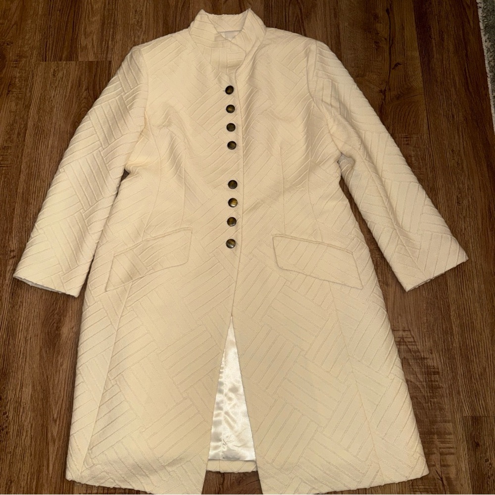Garfield & Marks Olivia Overcoat Women’s Size 14 Ivory Virgin Wool USA NYC MADE